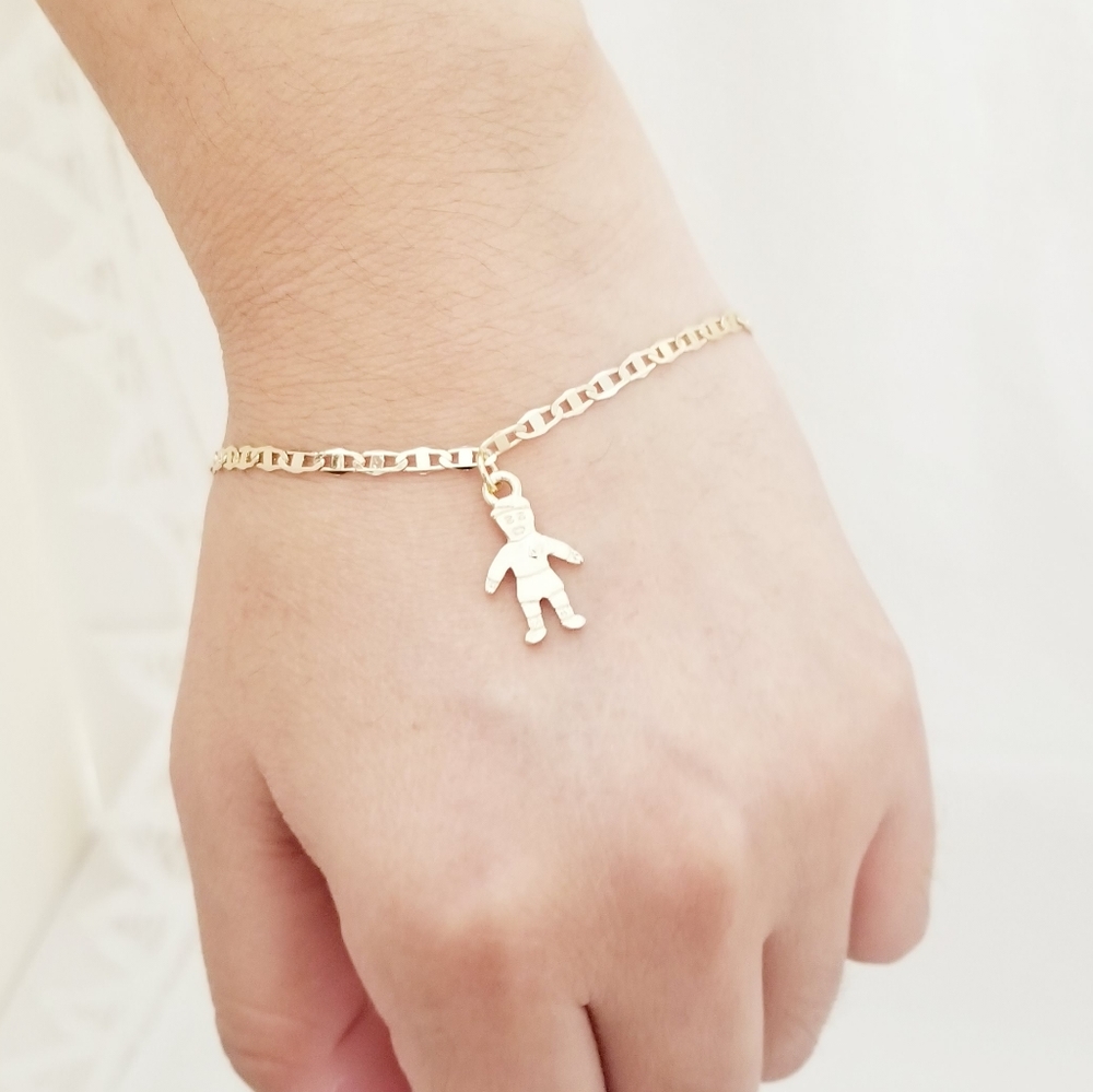 My Boy Charm Womens Bracelet. 14K Gold Plated. New